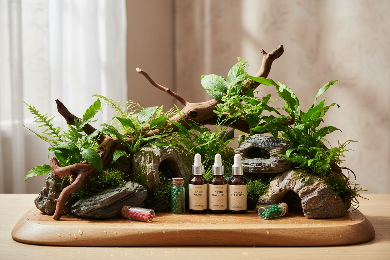 Het Aquascape Pakket is dé easy win als je snel meer sfeer, structuur en “jungle-vibes” in je aquarium wilt. Geen gedoe met los shoppen — gewoon alles in één keer goed geregeld.