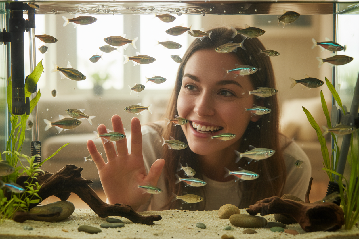 foto met iemand er in die lacht over Hou je van levendige vissen die altijd in beweging zijn? Danio’s (Danio spp.) brengen letterlijk leven in je aquarium. Van de klassieke&nbsp;Zebradanio tot de schitterende Pareldanio en de krachtige Reuzedanio — ze zijn sterk, betaalbaar en ideaal voor zowel beginners als ervaren aquarianen die wat extra energie in hun bak willen. 🐠💦

Danio’s zijn actieve schoolvissen van 4–12 cm, die koel tot matig warm water (18–26 °C) waarderen. Houd ze in groepen van minstens 6 in 